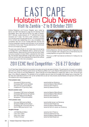 East Cape Holstein Club News
